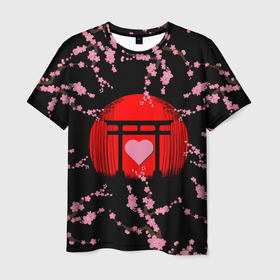 Мужская футболка 3D с принтом Сакура | Япония | Japan (Z) в Екатеринбурге, 100% полиэфир | прямой крой, круглый вырез горловины, длина до линии бедер | chery | flowers | japan | sakura | асихара но накацукуни | вишня | государство япония | ниппон | нихон | ооясимагуни | сакура | страна восходящего солнца | традиции | традиция | цветы | цветы сакуры | япония