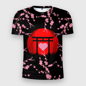 Мужская футболка 3D Slim с принтом Сакура | Япония | Japan (Z) в Белгороде, 100% полиэстер с улучшенными характеристиками | приталенный силуэт, круглая горловина, широкие плечи, сужается к линии бедра | chery | flowers | japan | sakura | асихара но накацукуни | вишня | государство япония | ниппон | нихон | ооясимагуни | сакура | страна восходящего солнца | традиции | традиция | цветы | цветы сакуры | япония