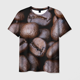 Мужская футболка 3D с принтом Кофейные зёрна в Курске, 100% полиэфир | прямой крой, круглый вырез горловины, длина до линии бедер | абстрактные | абстрактный | абстракция | еда | зёрна | зерно | зерновые | кофе | кофеёк | кофейные | напитки | напиток | питьё