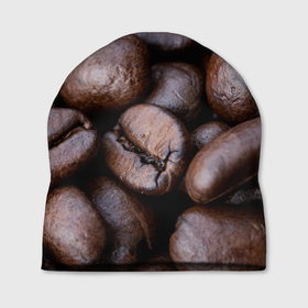 Шапка 3D с принтом Кофейные зёрна в Кировске, 100% полиэстер | универсальный размер, печать по всей поверхности изделия | абстрактные | абстрактный | абстракция | еда | зёрна | зерно | зерновые | кофе | кофеёк | кофейные | напитки | напиток | питьё
