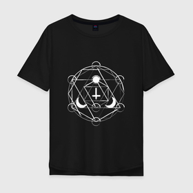 Мужская футболка хлопок Oversize с принтом Occult Mandala в Белгороде, 100% хлопок | свободный крой, круглый ворот, “спинка” длиннее передней части | metal | rock | демон | дьявол | метал | оккультизм | пентаграмма | рок | ужасы | хоррор | шаман