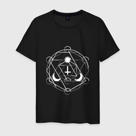 Мужская футболка хлопок с принтом Occult Mandala в Екатеринбурге, 100% хлопок | прямой крой, круглый вырез горловины, длина до линии бедер, слегка спущенное плечо. | metal | rock | демон | дьявол | метал | оккультизм | пентаграмма | рок | ужасы | хоррор | шаман