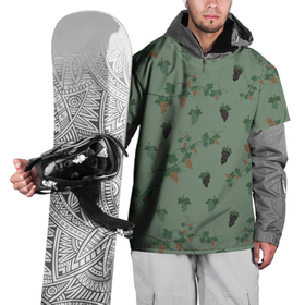Накидка на куртку 3D с принтом Ветви и кисти винограда в Тюмени, 100% полиэстер |  | grape | summer | ботаническая иллюстрация | весна | виноград | зеленый | коричневый | лето | листья | праздник | принт | природа | растения | черный