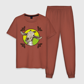 Мужская пижама хлопок с принтом Барашка , 100% хлопок | брюки и футболка прямого кроя, без карманов, на брюках мягкая резинка на поясе и по низу штанин
 | арт | барашик | иллюстрация