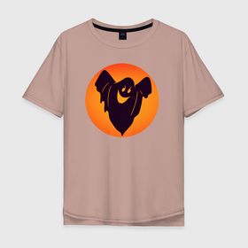 Мужская футболка хлопок Oversize с принтом Праздничное приведение в Новосибирске, 100% хлопок | свободный крой, круглый ворот, “спинка” длиннее передней части | halloween | дух | праздничное приведение | приведение | приведение простыня | призрак | хэллоуин | чёрное приведение