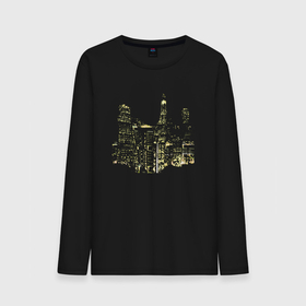 Мужской лонгслив хлопок с принтом Ночные огни мегаполиса в Курске, 100% хлопок |  | Тематика изображения на принте: город | мегаполис | ночной город | ночь | окна | темный