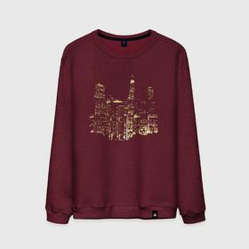 Мужской свитшот хлопок с принтом Ночные огни мегаполиса , 100% хлопок |  | город | мегаполис | ночной город | ночь | окна | темный