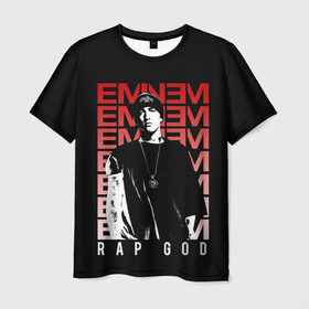 Мужская футболка 3D с принтом Рэп бог в Белгороде, 100% полиэфир | прямой крой, круглый вырез горловины, длина до линии бедер | eminem | hip hop | rap | rep | исполнители | исполнитель | маршал мэтерс | музыка | реп | эминем | эминэм