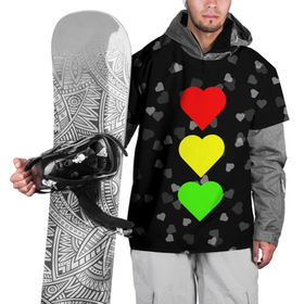Накидка на куртку 3D с принтом СВЕТОФОР ИЗ СЕРДЕЦ , 100% полиэстер |  | affection | cardiac | fondness | heart | love | loving | девочке | девушке | женская солидарность | любить | любовь | мальчику | маме | мужчине | парная | светофор из сердец | сердечко | сердце