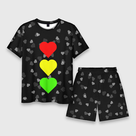 Мужской костюм с шортами 3D с принтом СВЕТОФОР ИЗ СЕРДЕЦ ,  |  | affection | cardiac | fondness | heart | love | loving | девочке | девушке | женская солидарность | любить | любовь | мальчику | маме | мужчине | парная | светофор из сердец | сердечко | сердце
