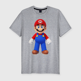 Мужская футболка хлопок Slim с принтом Mario в Курске, 92% хлопок, 8% лайкра | приталенный силуэт, круглый вырез ворота, длина до линии бедра, короткий рукав | mario | nintendo | switch | марио | нинтендо | свитч