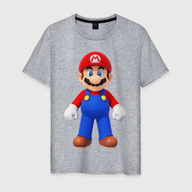 Мужская футболка хлопок с принтом Mario в Петрозаводске, 100% хлопок | прямой крой, круглый вырез горловины, длина до линии бедер, слегка спущенное плечо. | mario | nintendo | switch | марио | нинтендо | свитч