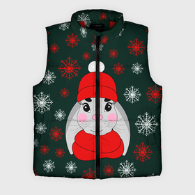 Мужской жилет утепленный 3D с принтом зимний кролик и снежинки в Белгороде,  |  | заяц | зеленый | зима | красная шапка | красный | кролик | мороз | нарисованный от руки | новый год | праздник | рождество | снег | снегопад | снежинки | холод | шарф