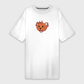 Платье-футболка хлопок с принтом Веселый рыжий кот, который улыбается ,  |  | животные | кот | котейка | рыжий кот | улыбается