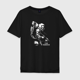 Мужская футболка хлопок Oversize с принтом Звездный странник , 100% хлопок | свободный крой, круглый ворот, “спинка” длиннее передней части | астронавт | звездный странник | космонавт | космос | скелет | череп
