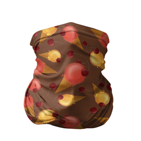 Бандана-труба 3D с принтом Сладкое мороженое в Белгороде, 100% полиэстер, ткань с особыми свойствами — Activecool | плотность 150‒180 г/м2; хорошо тянется, но сохраняет форму | вафельный рожок | вкусности | десерт | сладкое | ягоды