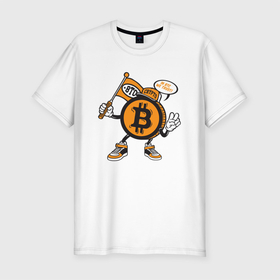Мужская футболка хлопок Slim с принтом Биткоин BTC , 92% хлопок, 8% лайкра | приталенный силуэт, круглый вырез ворота, длина до линии бедра, короткий рукав | bitcoin | coin | альткоины | битки | биткоин | биток | деньги | крипта | криптовалюта | монета