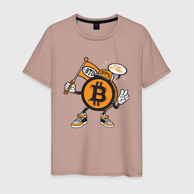 Мужская футболка хлопок с принтом Биткоин BTC в Петрозаводске, 100% хлопок | прямой крой, круглый вырез горловины, длина до линии бедер, слегка спущенное плечо. | bitcoin | coin | альткоины | битки | биткоин | биток | деньги | крипта | криптовалюта | монета