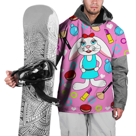 Накидка на куртку 3D с принтом кролик и косметика , 100% полиэстер |  | белые сердца | веселый | девочка | детский | духи | зайчик | кисть | косметика | косметичка | кролик | мультяшный | нежный | помада | пудра | разноцветный | розовый | румяна | сердечки