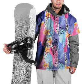 Накидка на куртку 3D с принтом путешественник в Санкт-Петербурге, 100% полиэстер |  | гуашь | краска | листья | осень | паттерн | путешественник | развод | цветы
