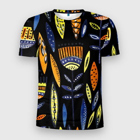 Мужская футболка 3D Slim с принтом цветы фараона в Новосибирске, 100% полиэстер с улучшенными характеристиками | приталенный силуэт, круглая горловина, широкие плечи, сужается к линии бедра | история | креатив | мифология | раскопки | стебель | турист | фараон | цветы