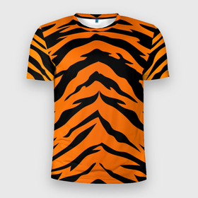 Мужская футболка 3D спортивная с принтом Шкура тигра в Белгороде, 100% полиэстер с улучшенными характеристиками | приталенный силуэт, круглая горловина, широкие плечи, сужается к линии бедра | Тематика изображения на принте: 2022 | tiger | животное | полосатый | полоски | полосы | тигр | хищник