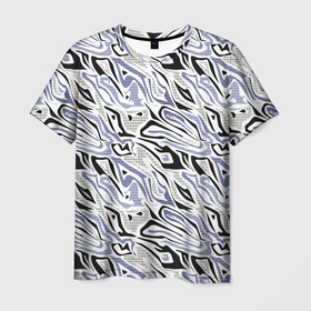 Мужская футболка 3D с принтом Абстрактный сиренево черный в Курске, 100% полиэфир | прямой крой, круглый вырез горловины, длина до линии бедер | абстрактный | камуфляж | клетка | клетчатый узор | молодежный | разводы | современный | черный и сиреневый