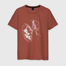 Мужская футболка хлопок с принтом Халфтон планета в Белгороде, 100% хлопок | прямой крой, круглый вырез горловины, длина до линии бедер, слегка спущенное плечо. | без надписей | земля | космос | луна | планета | тренд | фантастика | черно белый