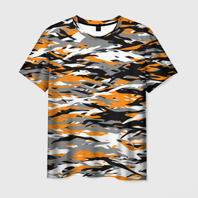 Мужская футболка 3D с принтом Тигровый камуфляж в Белгороде, 100% полиэфир | прямой крой, круглый вырез горловины, длина до линии бедер | 2022 | tiger | камуфляж | милитари | паттерн | полосатый | полоски | полосы | тигр