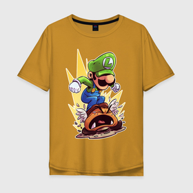 Мужская футболка хлопок Oversize с принтом Angry Luigi , 100% хлопок | свободный крой, круглый ворот, “спинка” длиннее передней части | angry | dendy | luigi | mario | nintendo | злой | луиджи | марио | нинтендо