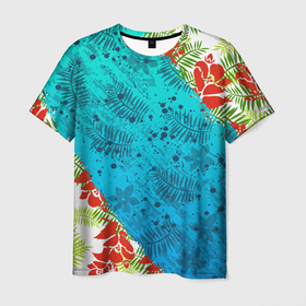 Мужская футболка 3D с принтом ЛЕТНИЕ КРАСКИ | ТРОПИКИ   SUMMER   МОРЕ в Белгороде, 100% полиэфир | прямой крой, круглый вырез горловины, длина до линии бедер | holiday | paints | palmen | palms | pattern | sea | summer | sun | tropical | каникулы | краски | лето | листья | море | пальмы | паттерн | солнце | тропики
