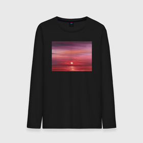 Мужской лонгслив хлопок с принтом Сочный закат на море в Санкт-Петербурге, 100% хлопок |  | авторская работа | белый | бордовый | вечер | вечер на море | вода | живопись | закат | закат на море | картина маслом | картина футболке | красный | море | море и солнце | небо | оранжевый