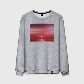 Мужской свитшот хлопок с принтом Сочный закат на море в Новосибирске, 100% хлопок |  | авторская работа | белый | бордовый | вечер | вечер на море | вода | живопись | закат | закат на море | картина маслом | картина футболке | красный | море | море и солнце | небо | оранжевый