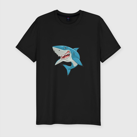 Мужская футболка хлопок Slim с принтом акула молот в Новосибирске, 92% хлопок, 8% лайкра | приталенный силуэт, круглый вырез ворота, длина до линии бедра, короткий рукав | акула | животные | мир | морские жители | пасть | подводный | челюсть