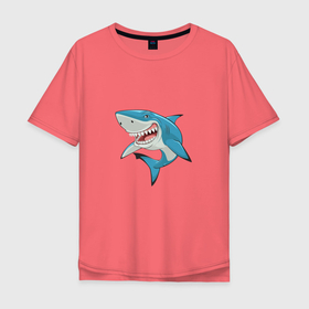 Мужская футболка хлопок Oversize с принтом акула молот в Кировске, 100% хлопок | свободный крой, круглый ворот, “спинка” длиннее передней части | акула | животные | мир | морские жители | пасть | подводный | челюсть
