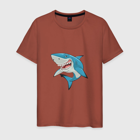 Мужская футболка хлопок с принтом акула молот в Екатеринбурге, 100% хлопок | прямой крой, круглый вырез горловины, длина до линии бедер, слегка спущенное плечо. | акула | животные | мир | морские жители | пасть | подводный | челюсть