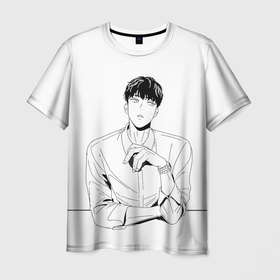 Мужская футболка 3D с принтом Ан Джи Вон с чашкой в Кировске, 100% полиэфир | прямой крой, круглый вырез горловины, длина до линии бедер | alex | bj | bj alex | алекс | ан джи вон | аниме | дживон | сенен ай | стример