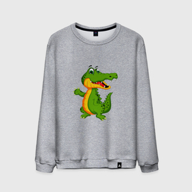 Мужской свитшот хлопок с принтом Зеленый крокодильчик машет в Курске, 100% хлопок |  | детские | животные | зеленый | картинки | крокодил | мультфильм | популярные | хвост | челюсть