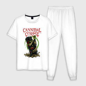Мужская пижама хлопок с принтом Cannibal Corpse | Труп Каннибала в Курске, 100% хлопок | брюки и футболка прямого кроя, без карманов, на брюках мягкая резинка на поясе и по низу штанин
 | cannibal | cannibal corpse | corpse | death metal | deathgrind | алекс уэбстер | брутальный дэт метал | дэт метал | дэтграйнд | пол мазуркевич | роб барретт | труп каннибала