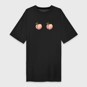 Платье-футболка хлопок с принтом Два персика в Тюмени,  |  | fruit | peach | персик | персики | фрукты