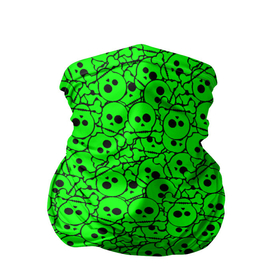 Бандана-труба 3D с принтом Черепа на кислотно зеленом фоне в Екатеринбурге, 100% полиэстер, ткань с особыми свойствами — Activecool | плотность 150‒180 г/м2; хорошо тянется, но сохраняет форму | death | gothic | halloween | horror | neon | skeleton | skillet | skull | готика | жуткий | кислота | кости | молодежный | неоновый | пират | подростковые | салатовый | скелет | хеллоуин | хоррор | хэллоуин | череп | черепки