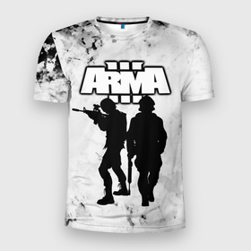 Мужская футболка 3D Slim с принтом Arma   Арма,Tactical Simulator в Тюмени, 100% полиэстер с улучшенными характеристиками | приталенный силуэт, круглая горловина, широкие плечи, сужается к линии бедра | arma | arma tactics | army | machine | soldiers | tactical | war | автоматы | арма | армия | военный симулятор | война | оружие | симулятор | солдаты | стрелялки | тактические