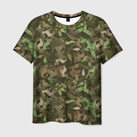 Мужская футболка 3D с принтом Лоси в дубовом лесу в Кировске, 100% полиэфир | прямой крой, круглый вырез горловины, длина до линии бедер | hunter | hunting | дубовый лес | егерь | звери | капканы | лес | оружие | охота | охота на лося | охотник | ружьё