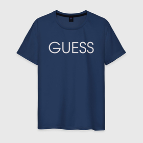 Мужская футболка хлопок с принтом GUESS в Екатеринбурге, 100% хлопок | прямой крой, круглый вырез горловины, длина до линии бедер, слегка спущенное плечо. | guess | английский | минимализм | слово | угадай