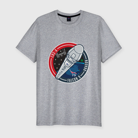 Мужская футболка хлопок Slim с принтом SPACE X А9 в Санкт-Петербурге, 92% хлопок, 8% лайкра | приталенный силуэт, круглый вырез ворота, длина до линии бедра, короткий рукав | dragon | falcon | planets | ship | stars | вселенная | космос | планеты