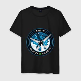 Мужская футболка хлопок с принтом SPACE X SXM 8 в Кировске, 100% хлопок | прямой крой, круглый вырез горловины, длина до линии бедер, слегка спущенное плечо. | dragon | falcon | planets | ship | stars | вселенная | космос | планеты