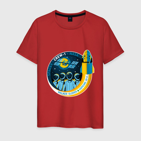 Мужская футболка хлопок с принтом SPACE X CREW 1 в Тюмени, 100% хлопок | прямой крой, круглый вырез горловины, длина до линии бедер, слегка спущенное плечо. | dragon | falcon | planets | ship | stars | вселенная | космос | планеты