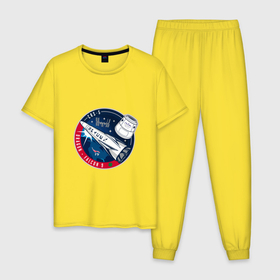 Мужская пижама хлопок с принтом SPACE X CRS 5 , 100% хлопок | брюки и футболка прямого кроя, без карманов, на брюках мягкая резинка на поясе и по низу штанин
 | Тематика изображения на принте: dragon | falcon | planets | ship | stars | вселенная | космос | планеты