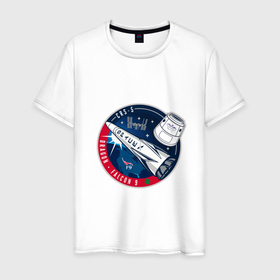 Мужская футболка хлопок с принтом SPACE X CRS 5 в Белгороде, 100% хлопок | прямой крой, круглый вырез горловины, длина до линии бедер, слегка спущенное плечо. | dragon | falcon | planets | ship | stars | вселенная | космос | планеты