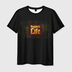 Мужская футболка 3D с принтом Kingdoms Life official logo в Санкт-Петербурге, 100% полиэфир | прямой крой, круглый вырез горловины, длина до линии бедер | kingdoms life | strudio | игры | пиксели | простота | стратегии